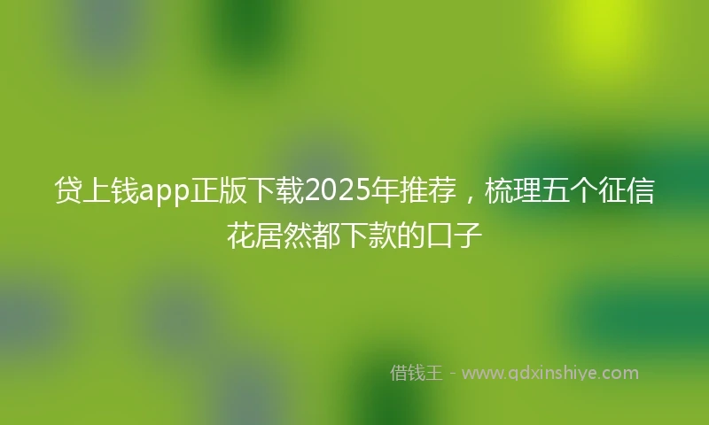 贷上钱app正版下载2025年推荐，梳理五个征信花居然都下款的口子