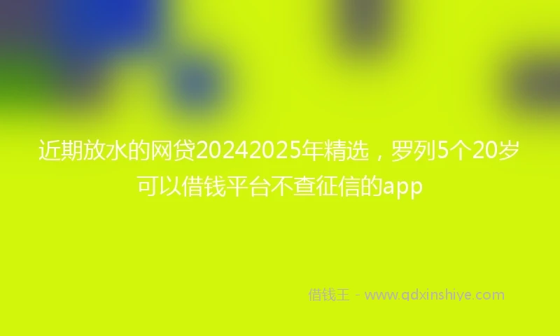 近期放水的网贷20242025年精选，罗列5个20岁可以借钱平台不查征信的app