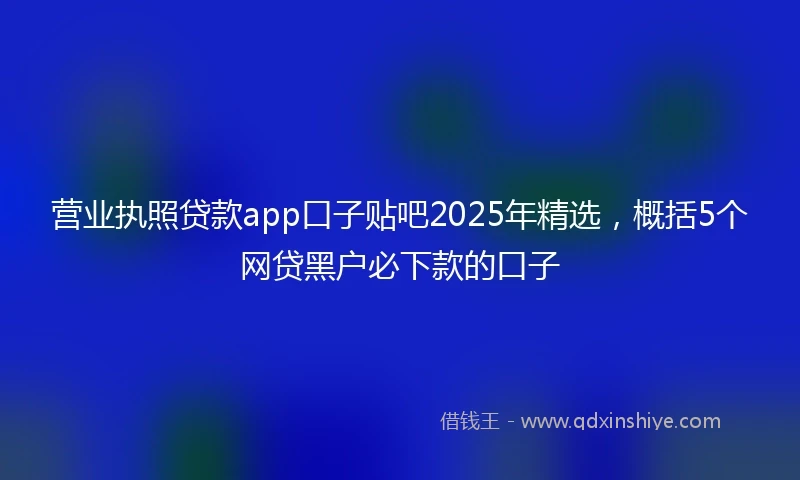 营业执照贷款app口子贴吧2025年精选，概括5个网贷黑户必下款的口子