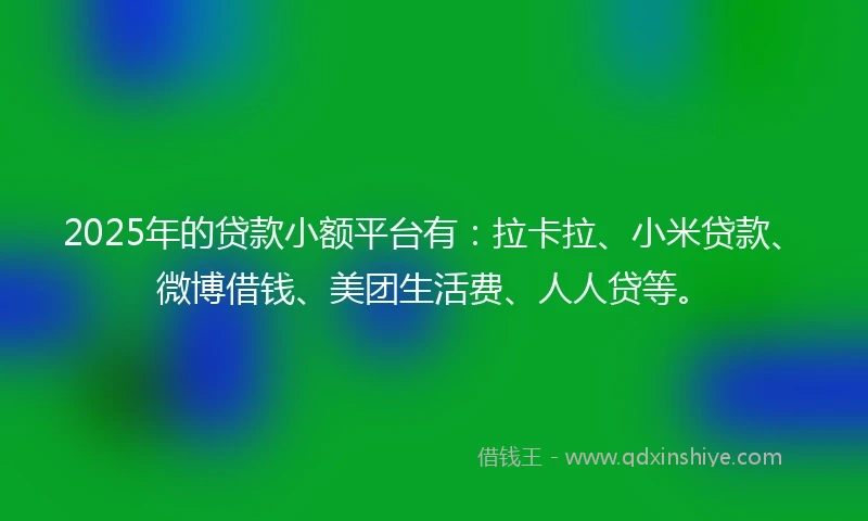 2025年的贷款小额平台有:拉卡拉、小米贷款、微博借钱、美团生活费、人人贷等。