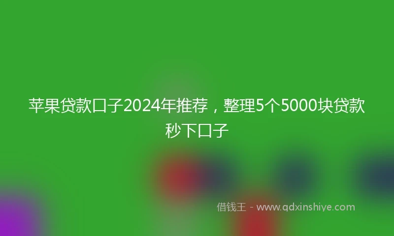 苹果贷款口子2024年推荐，整理5个5000块贷款秒下口子