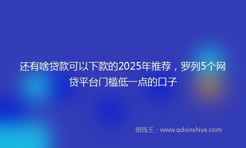 还有啥贷款可以下款的2025年推荐，罗列5个网贷平台门槛低一点的口子