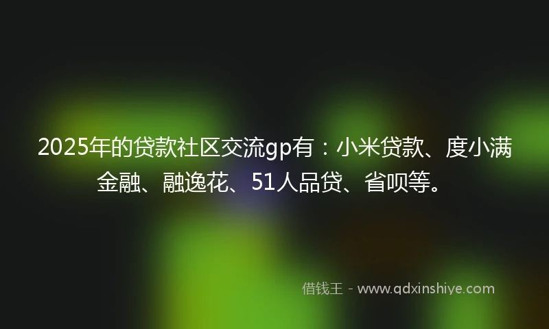 2025年的贷款社区交流gp有：小米贷款、度小满金融、融逸花、51人品贷、省呗等。