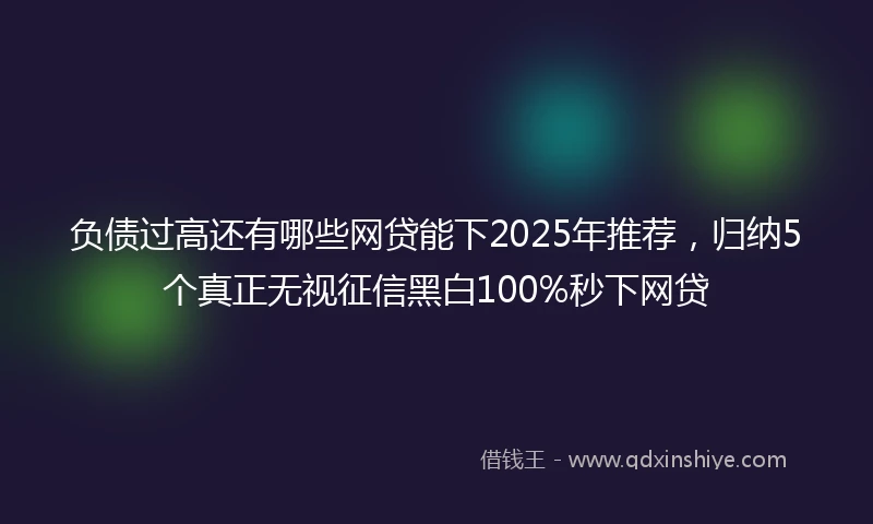 负债过高还有哪些网贷能下2025年推荐，归纳5个真正无视征信黑白100%秒下网贷