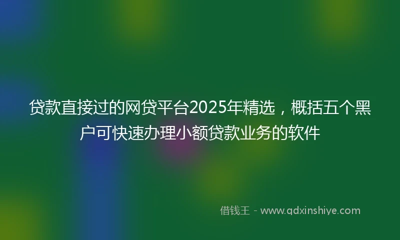 贷款直接过的网贷平台2025年精选，概括五个黑户可快速办理小额贷款业务的软件