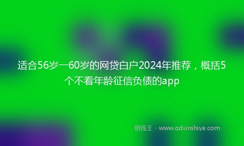 适合56岁一60岁的网贷白户2024年推荐，概括5个不看年龄征信负债的app