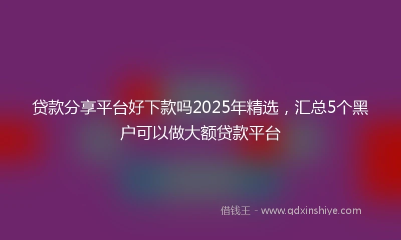 贷款分享平台好下款吗2025年精选，汇总5个黑户可以做大额贷款平台