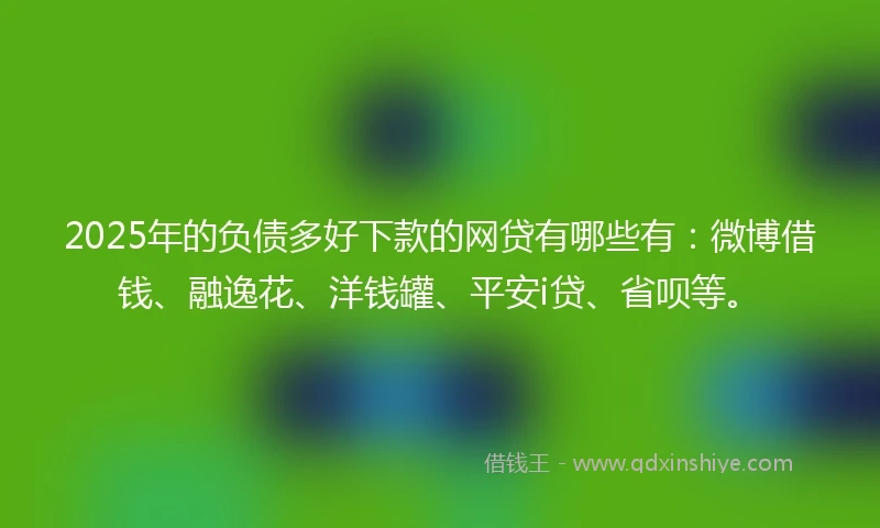 2025年的负债多好下款的网贷有哪些有：微博借钱、融逸花、洋钱罐、平安i贷、省呗等。