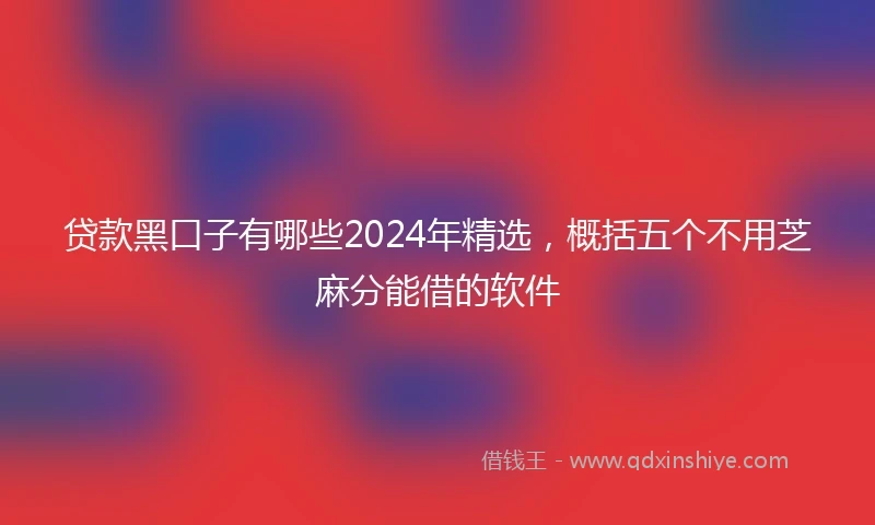 贷款黑口子有哪些2024年精选，概括五个不用芝麻分能借的软件