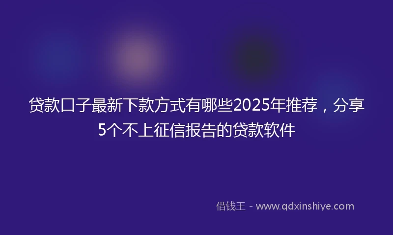 贷款口子最新下款方式有哪些2025年推荐，分享5个不上征信报告的贷款软件