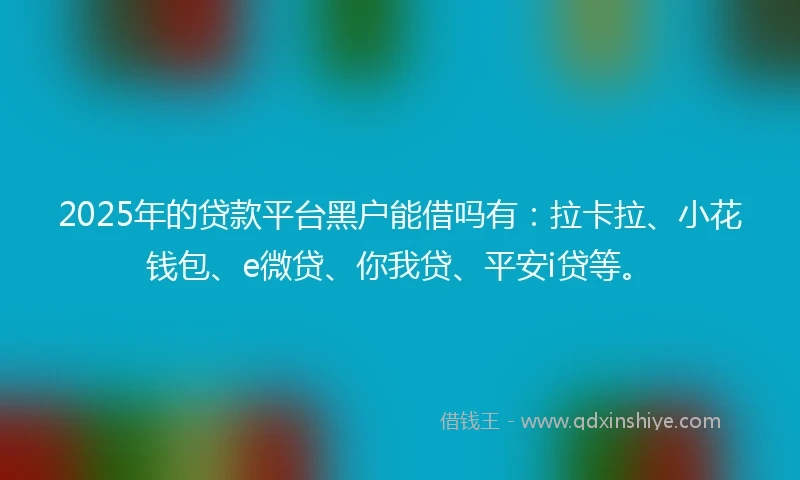2025年的贷款平台黑户能借吗有：拉卡拉、小花钱包、e微贷、你我贷、平安i贷等。