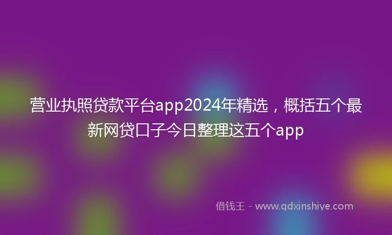 营业执照贷款平台app2024年精选，概括五个最新网贷口子今日整理这五个app