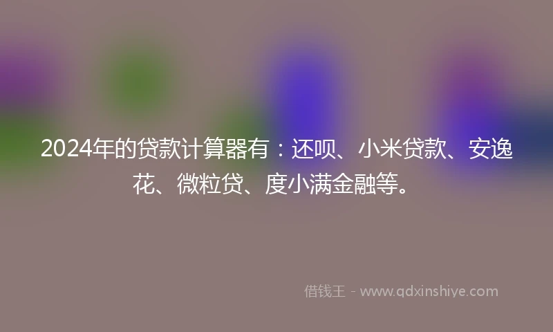 2024年的贷款计算器有：还呗、小米贷款、安逸花、微粒贷、度小满金融等。