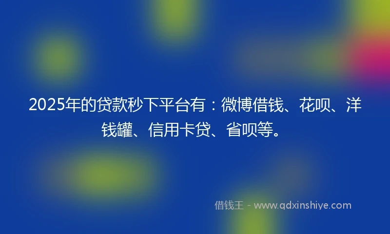 2025年的贷款秒下平台有：微博借钱、花呗、洋钱罐、信用卡贷、省呗等。