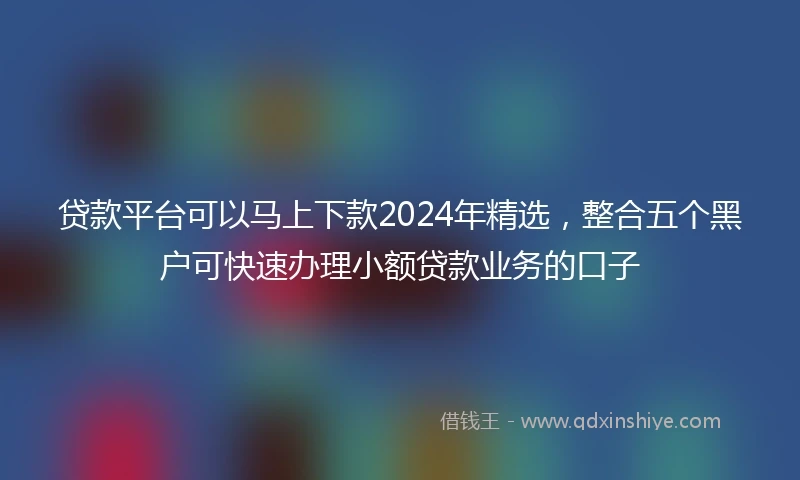 贷款平台可以马上下款2024年精选，整合五个黑户可快速办理小额贷款业务的口子