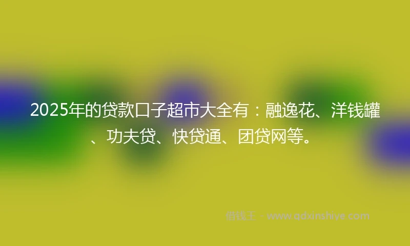 2025年的贷款口子超市大全有：融逸花、洋钱罐、功夫贷、快贷通、团贷网等。