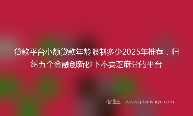 贷款平台小额贷款年龄限制多少2025年推荐，归纳五个金融创新秒下不要芝麻分的平台