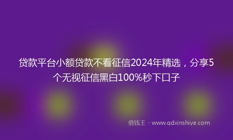 贷款平台小额贷款不看征信2024年精选，分享5个无视征信黑白100%秒下口子