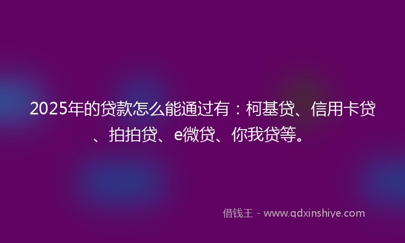 2025年的贷款怎么能通过有：柯基贷、信用卡贷、拍拍贷、e微贷、你我贷等。