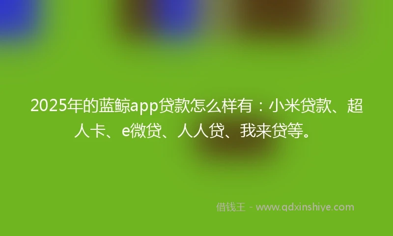 2025年的蓝鲸app贷款怎么样有：小米贷款、超人卡、e微贷、人人贷、我来贷等。