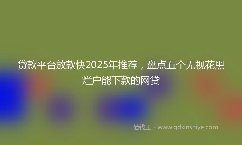 贷款平台放款快2025年推荐，盘点五个无视花黑烂户能下款的网贷