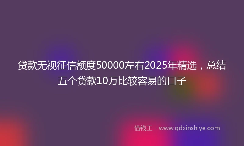 贷款无视征信额度50000左右2025年精选，总结五个贷款10万比较容易的口子