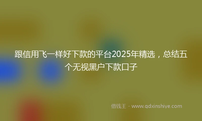 跟信用飞一样好下款的平台2025年精选，总结五个无视黑户下款口子