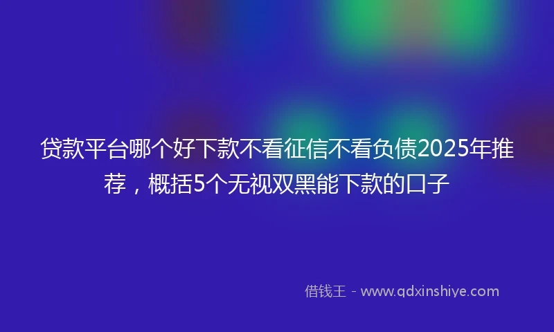 贷款平台哪个好下款不看征信不看负债2025年推荐，概括5个无视双黑能下款的口子