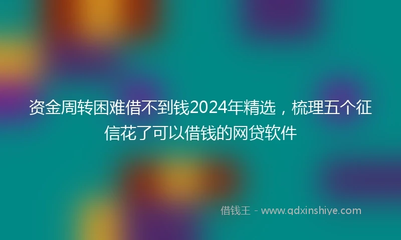 资金周转困难借不到钱2024年精选，梳理五个征信花了可以借钱的网贷软件