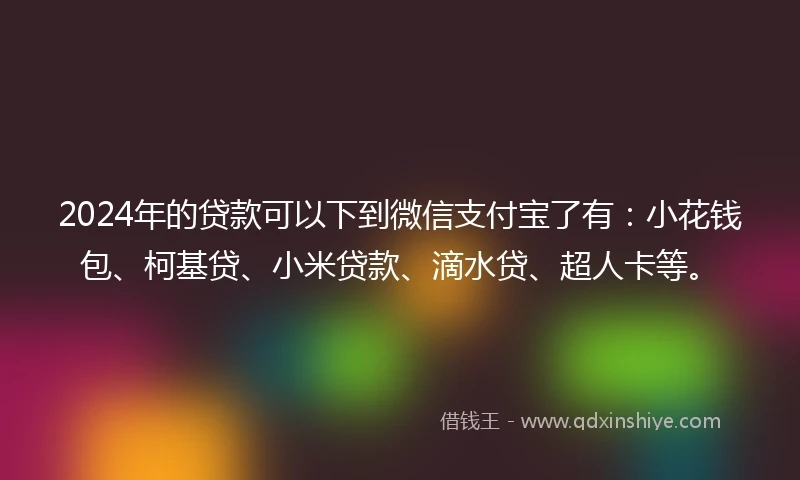 2024年的贷款可以下到微信支付宝了有:小花钱包、柯基贷、小米贷款、滴水贷、超人卡等。