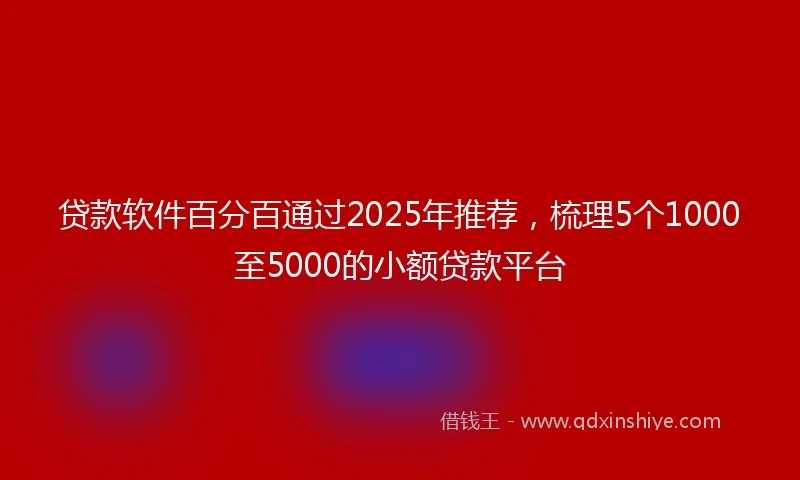 贷款软件百分百通过2025年推荐,梳理5个1000至5000的小额贷款平台
