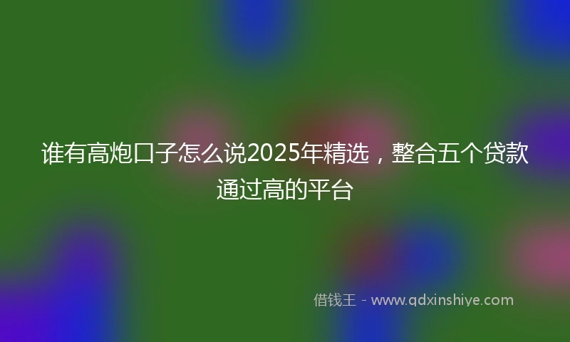 谁有高炮口子怎么说2025年精选，整合五个贷款通过高的平台