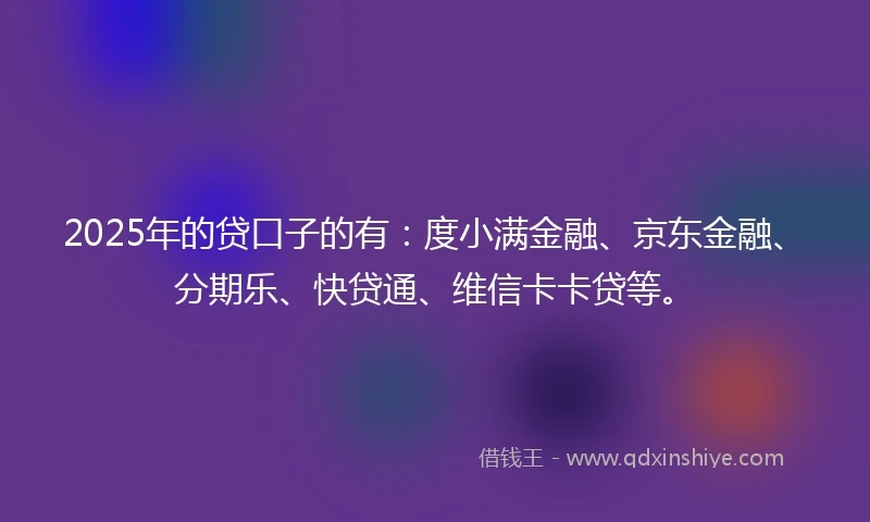 2025年的贷口子的有：度小满金融、京东金融、分期乐、快贷通、维信卡卡贷等。