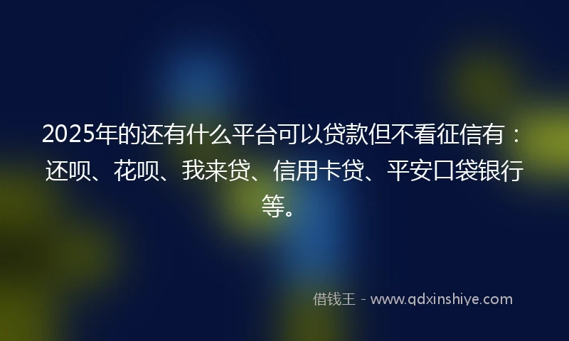 2025年的还有什么平台可以贷款但不看征信有：还呗、花呗、我来贷、信用卡贷、平安口袋银行等。