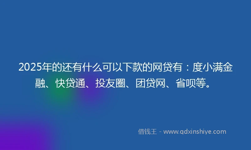 2025年的还有什么可以下款的网贷有：度小满金融、快贷通、投友圈、团贷网、省呗等。