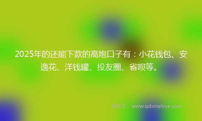 2025年的还能下款的高炮口子有：小花钱包、安逸花、洋钱罐、投友圈、省呗等。