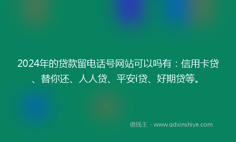 2024年的贷款留电话号网站可以吗有：信用卡贷、替你还、人人贷、平安i贷、好期贷等。