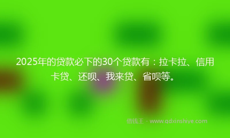 2025年的贷款必下的30个贷款有：拉卡拉、信用卡贷、还呗、我来贷、省呗等。