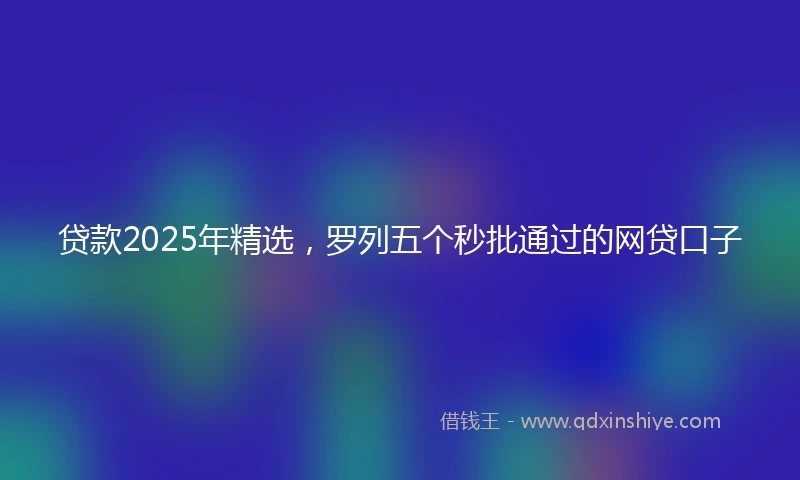 贷款2025年精选，罗列五个秒批通过的网贷口子