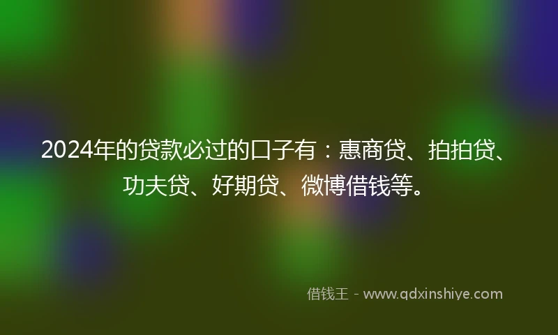 2024年的贷款必过的口子有：惠商贷、拍拍贷、功夫贷、好期贷、微博借钱等。
