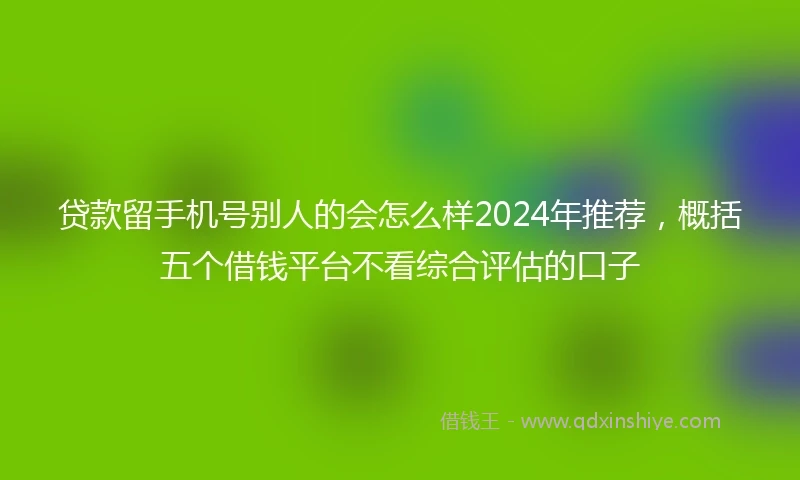 贷款留手机号别人的会怎么样2024年推荐，概括五个借钱平台不看综合评估的口子