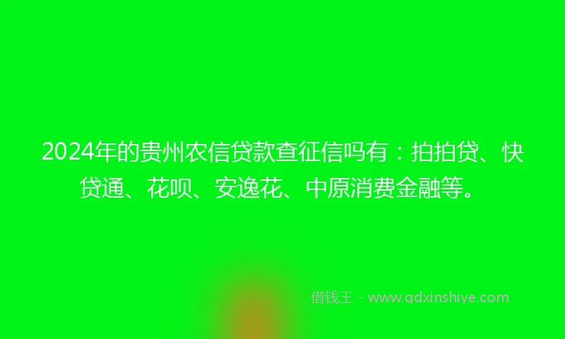 2024年的贵州农信贷款查征信吗有:拍拍贷、快贷通、花呗、安逸花、中原消费金融等。
