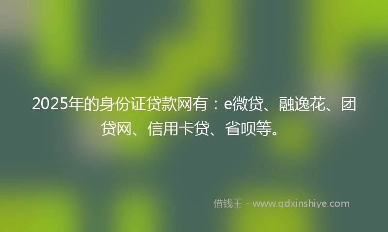 2025年的身份证贷款网有：e微贷、融逸花、团贷网、信用卡贷、省呗等。