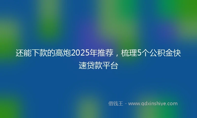 还能下款的高炮2025年推荐，梳理5个公积金快速贷款平台