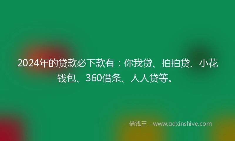 2024年的贷款必下款有：你我贷、拍拍贷、小花钱包、360借条、人人贷等。