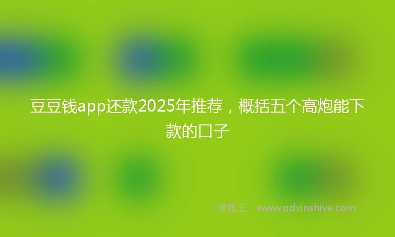 豆豆钱app还款2025年推荐，概括五个高炮能下款的口子