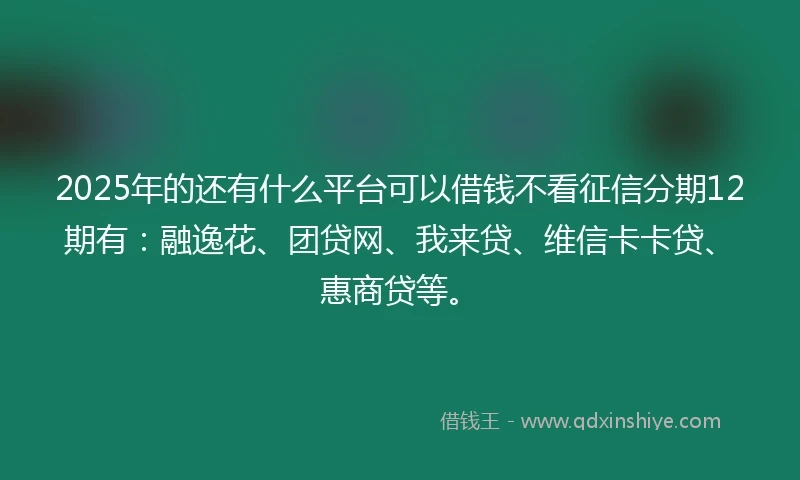 2025年的还有什么平台可以借钱不看征信分期12期有：融逸花、团贷网、我来贷、维信卡卡贷、惠商贷等。