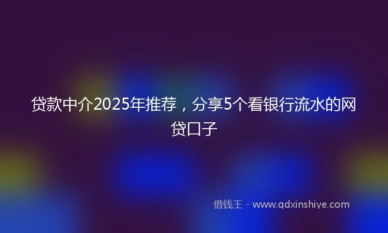 贷款中介2025年推荐，分享5个看银行流水的网贷口子