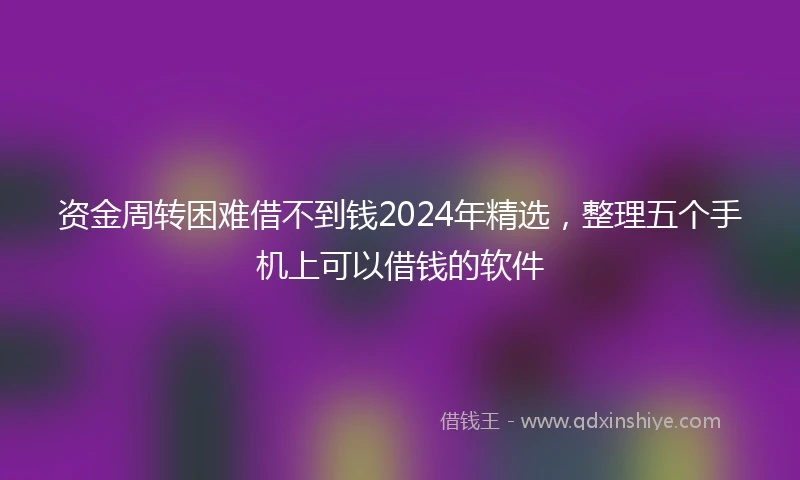 资金周转困难借不到钱2024年精选，整理五个手机上可以借钱的软件