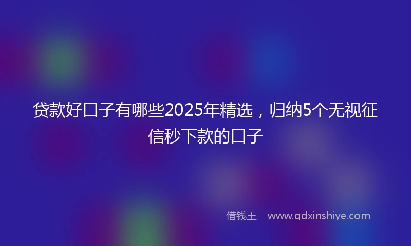 贷款好口子有哪些2025年精选,归纳5个无视征信秒下款的口子